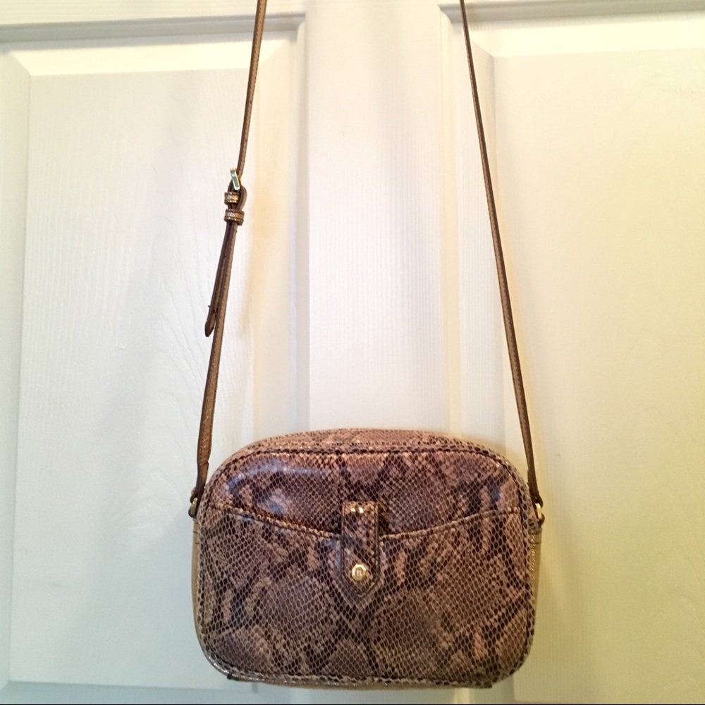 GILI Leather Snakeskin Crossbody Removable Pouch